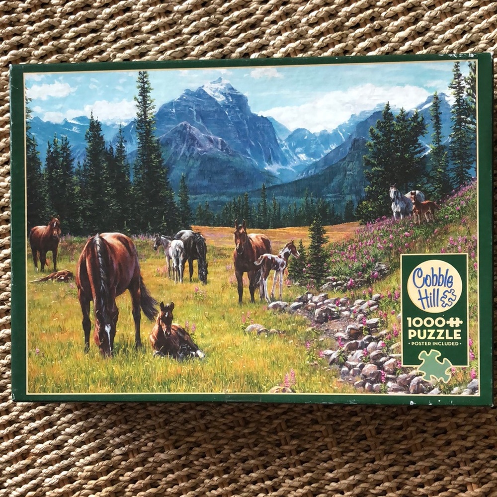 2for$20🟠Cobble Hill Green Meadow Horses 1000-Piece Puzzle